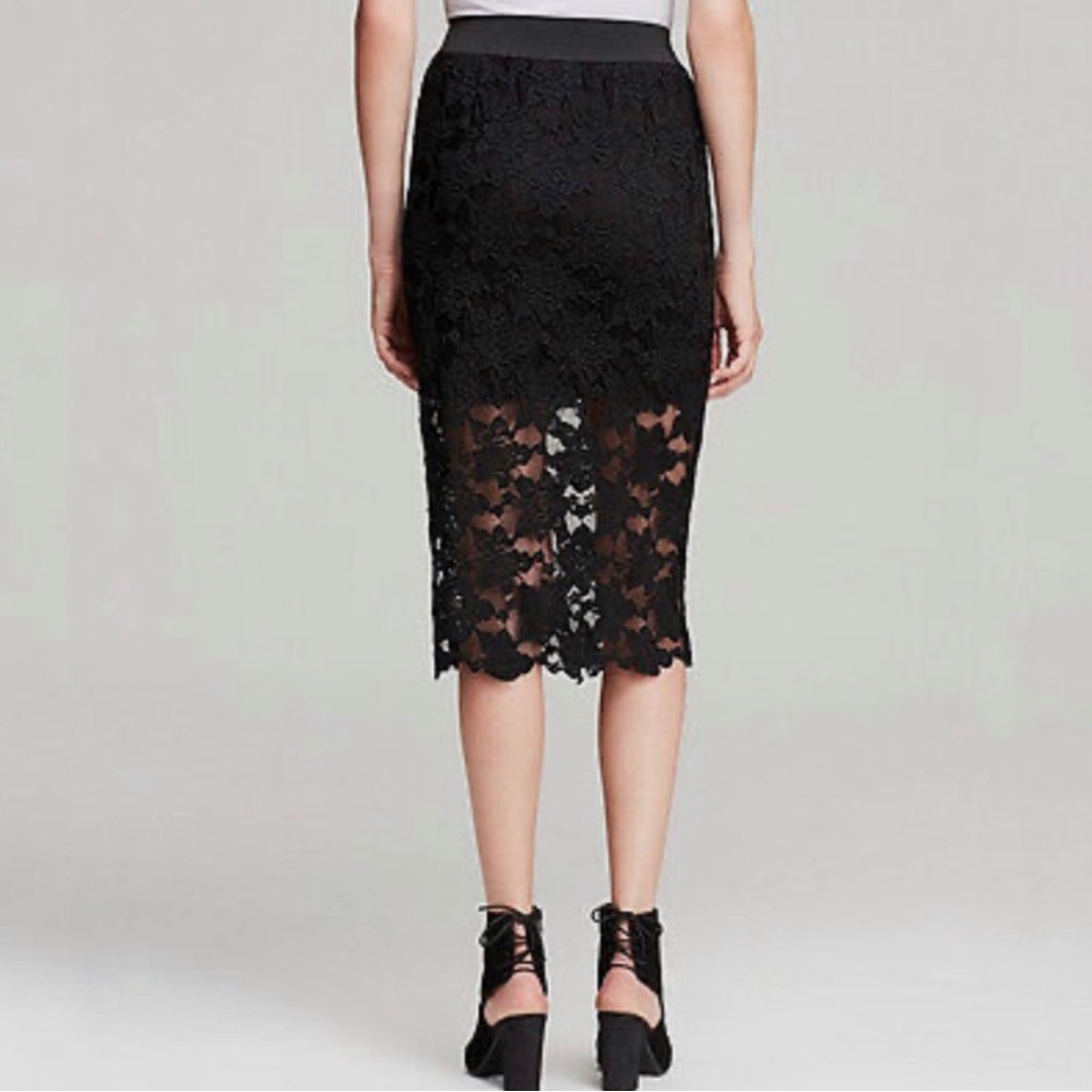 Free People Black Lace Pencil Skirt, sz Small - Picture 2 of 7